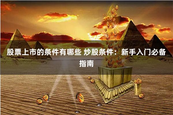 股票上市的条件有哪些 炒股条件：新手入门必备指南